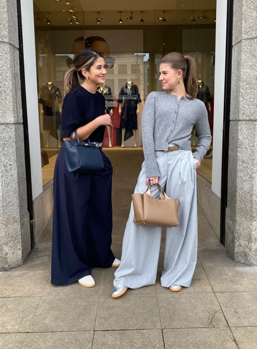 Pantalon bandplooi lichtgrijs | DELSCHER. Fashion