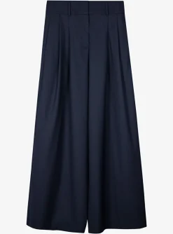 Pantalon bandplooi marine | DELSCHER. Fashion