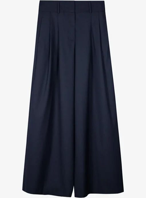 Pantalon bandplooi marine | DELSCHER. Fashion