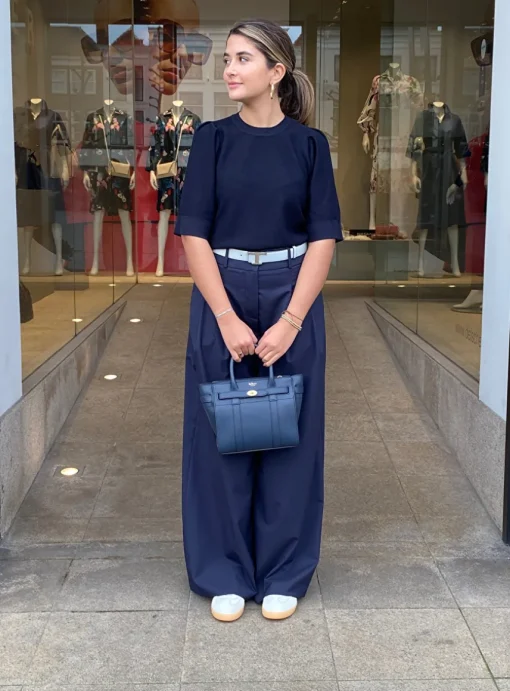 Pantalon bandplooi marine | DELSCHER. Fashion