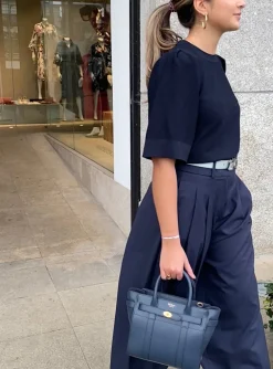 Pantalon bandplooi marine | DELSCHER. Fashion