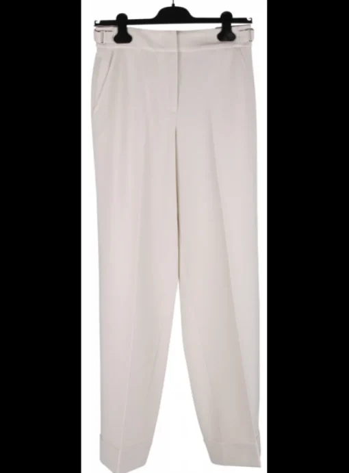 Pantalon beige omslag | DELSCHER. Fashion