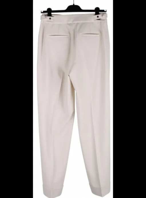 Pantalon beige omslag | DELSCHER. Fashion