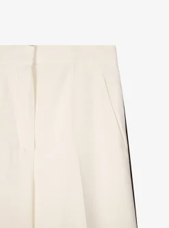 Pantalon duse offwhite met bruine bies | DELSCHER. Fashion