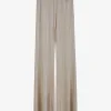 Pantalon glanzend crushed velvet roomwit | DELSCHER. Fashion