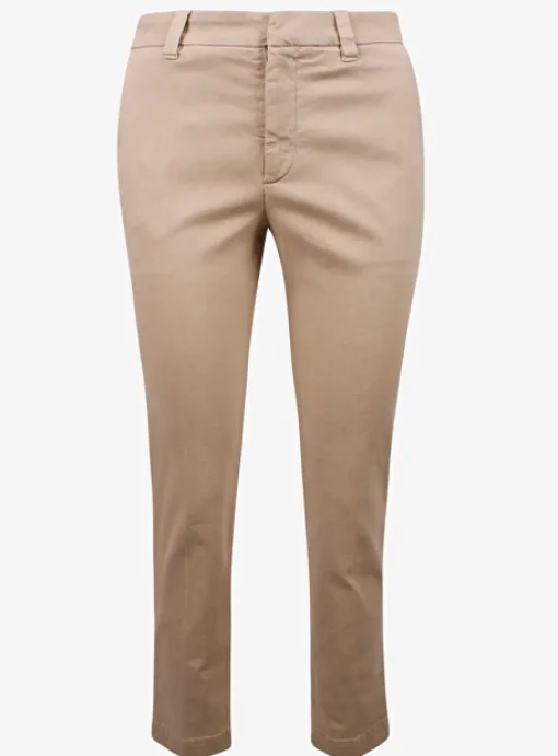 Pantalon katoen stretch camel | DELSCHER. Fashion