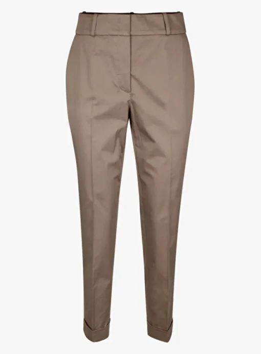 Pantalon katoen taupe | DELSCHER. Fashion