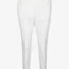 Pantalon katoen wit met omslag | DELSCHER. Fashion
