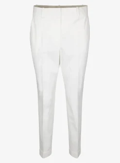 Pantalon katoen wit met omslag | DELSCHER. Fashion