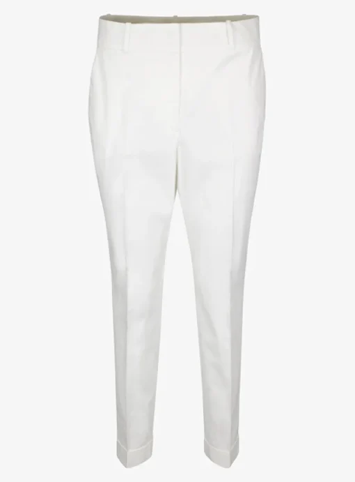 Pantalon katoen wit met omslag | DELSCHER. Fashion