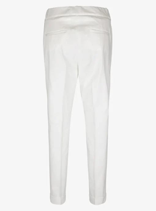 Pantalon katoen wit met omslag | DELSCHER. Fashion