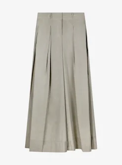 Pantalon KATOEN ZACHT groen extra wide leg | DELSCHER. Fashion