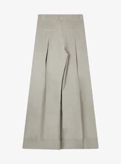 Pantalon KATOEN ZACHT groen extra wide leg | DELSCHER. Fashion