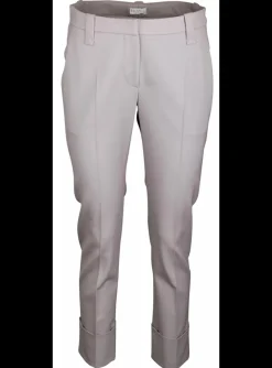 Pantalon kiezelgrijs met brede omslag | DELSCHER. Fashion