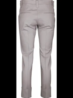 Pantalon kiezelgrijs met brede omslag | DELSCHER. Fashion