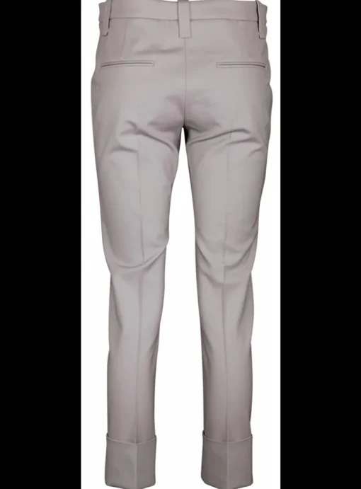 Pantalon kiezelgrijs met brede omslag | DELSCHER. Fashion