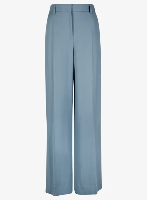 Pantalon linnen petrol blauw | DELSCHER. Fashion