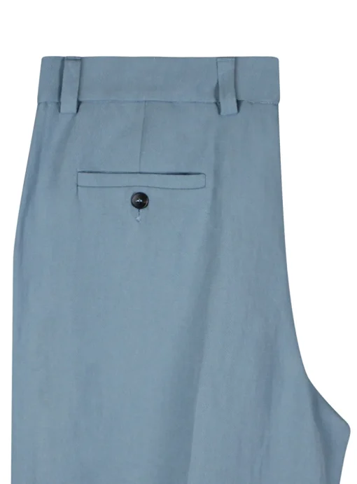 Pantalon linnen petrol blauw | DELSCHER. Fashion