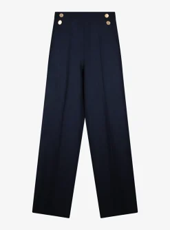 Pantalon marine met gouden knopen | DELSCHER. Fashion