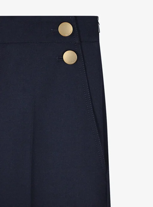 Pantalon marine met gouden knopen | DELSCHER. Fashion
