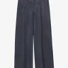 Pantalon marine wijde katoenen broek | DELSCHER. Fashion