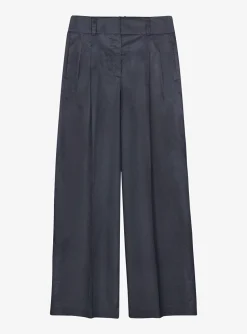 Pantalon marine wijde katoenen broek | DELSCHER. Fashion