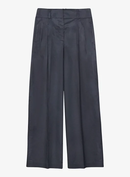 Pantalon marine wijde katoenen broek | DELSCHER. Fashion