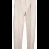 Pantalon Miro bandplooi ecru structuur | DELSCHER. Fashion