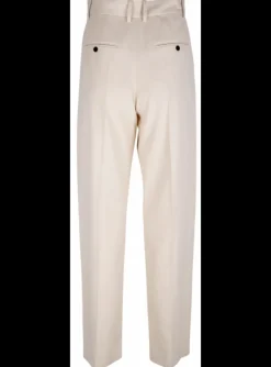Pantalon Miro bandplooi ecru structuur | DELSCHER. Fashion