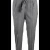 Pantalon paperbag krijtstreep lichtgrijs | DELSCHER. Fashion