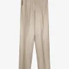 Pantalon pausa wide leg licht glanzend beige | DELSCHER. Fashion