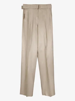 Pantalon pausa wide leg licht glanzend beige | DELSCHER. Fashion