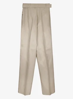 Pantalon pausa wide leg licht glanzend beige | DELSCHER. Fashion