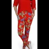Pantalon rood bloem dessin | DELSCHER. Fashion