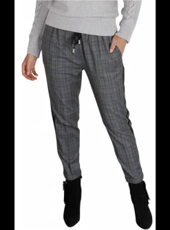 Pantalon Rosamunda ruit grijsblauw | DELSCHER. Fashion