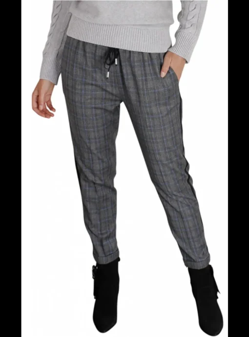 Pantalon Rosamunda ruit grijsblauw | DELSCHER. Fashion
