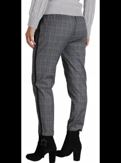 Pantalon Rosamunda ruit grijsblauw | DELSCHER. Fashion