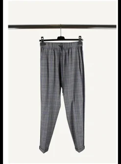 Pantalon Rosamunda ruit grijsblauw | DELSCHER. Fashion