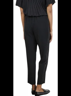 Pantalon Saxon zwart met brede glitter bies | DELSCHER. Fashion