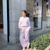 Pantalon tricou licht rose wijde fit | DELSCHER. Fashion