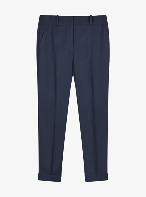 Pantalon viscose marine met omslag | DELSCHER. Fashion