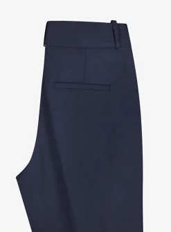 Pantalon viscose marine met omslag | DELSCHER. Fashion