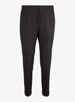 Pantalon wol crepe zwart | DELSCHER. Fashion