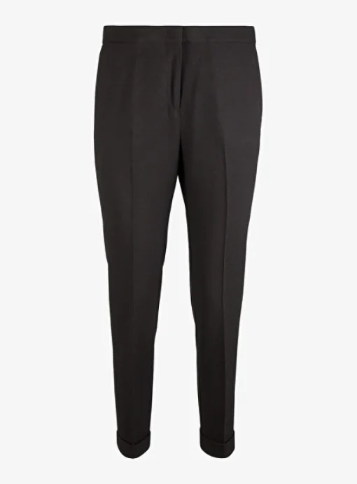 Pantalon wol crepe zwart | DELSCHER. Fashion