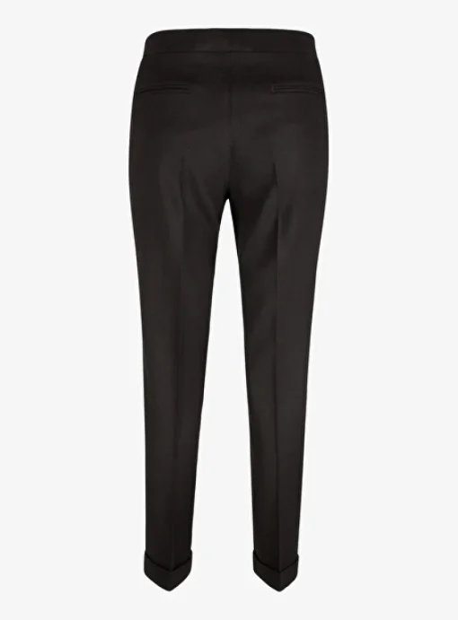 Pantalon wol crepe zwart | DELSCHER. Fashion