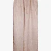 Pantalon zijde dessin roze | DELSCHER. Fashion