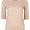 Pull cashmere beige korte mouw | DELSCHER. Fashion
