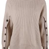 Pull cashmere beige met knopen | DELSCHER. Fashion