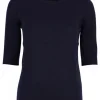 Pull cashmere marine met korte mouw | DELSCHER. Fashion