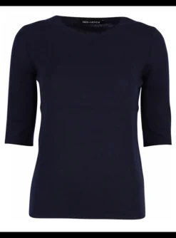 Pull cashmere marine met korte mouw | DELSCHER. Fashion